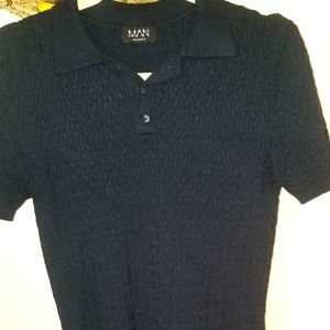 COPY - Boohoo man navy patterned polo! S